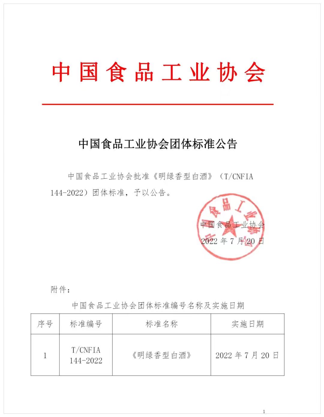 《明绿香型白酒》团体标准获得批准